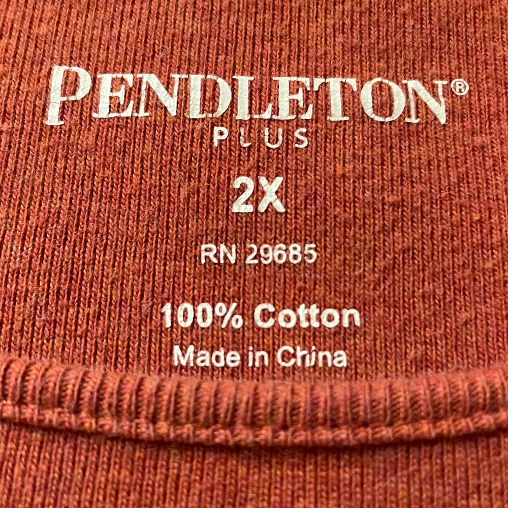 Pendleton Orange Rust Long Sleeve 100% Cotton Top… - image 5